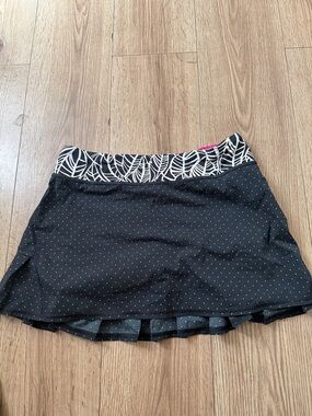 lululemon athletica Black Polka-Dot Skirt with Leaf-Print Waistband